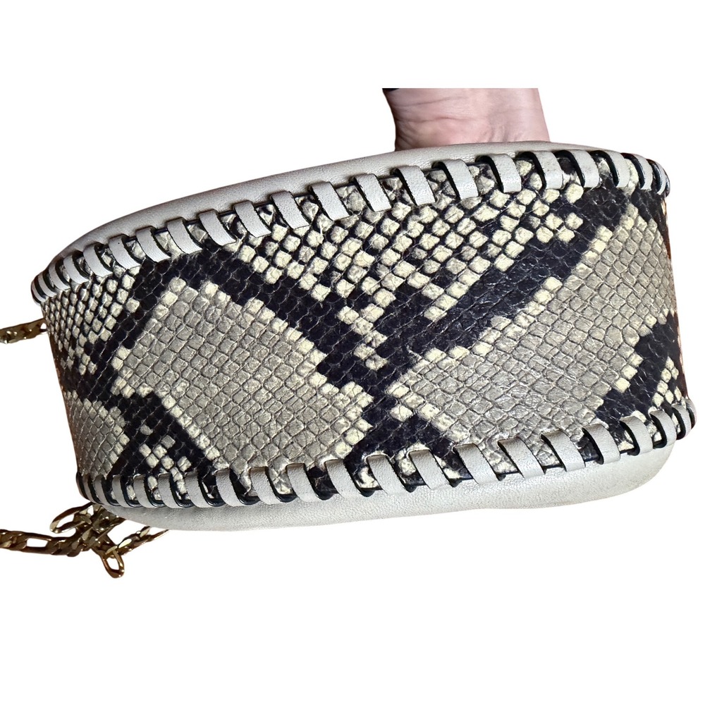 Marc Jacobs Sway Party Cream Lamb Leather Whipstitch Bucket Bag Gold Chain Strap - Picture 3 of 10